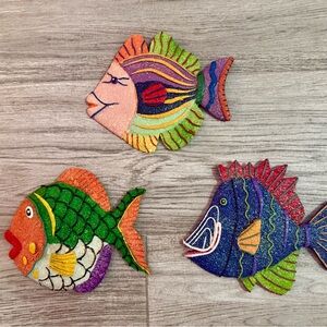 Vibrant Trio Resin Fish Plaques